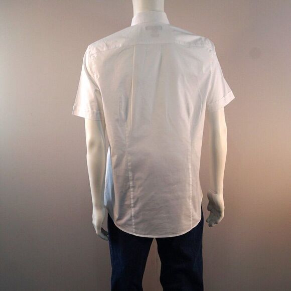 Michael Kors Trim Stretch Mens Shirt Size Large White Short Sleeve Button Front - Picture 3 of 13